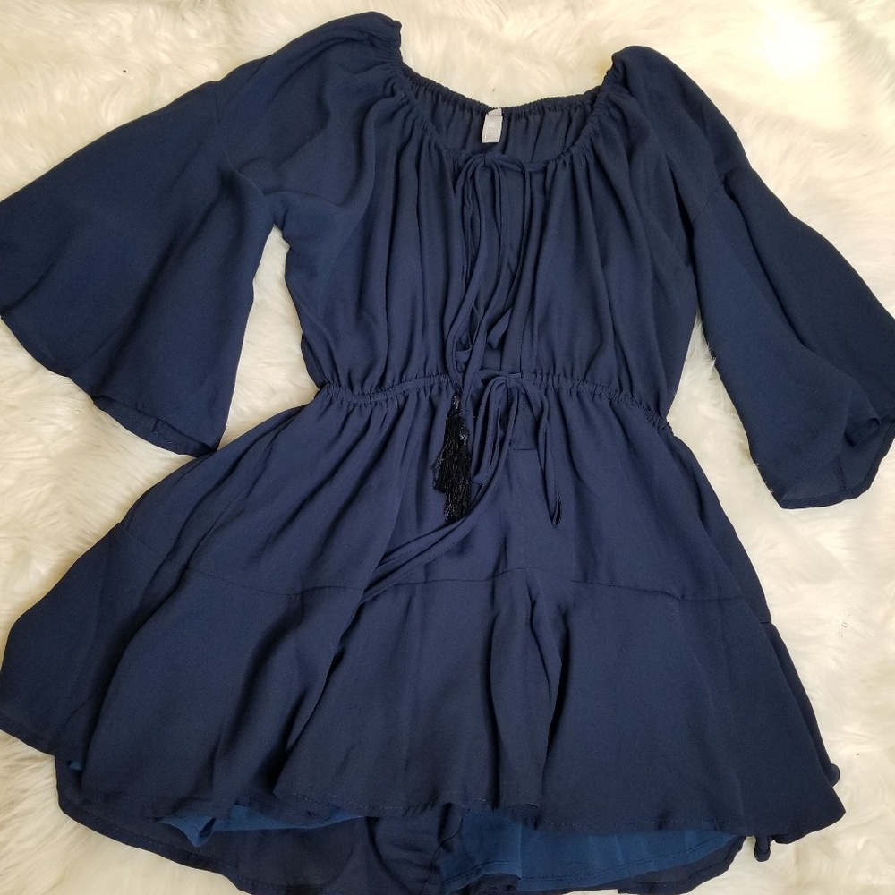 (3 for 30) Navy jumpsuit off shoulder romper